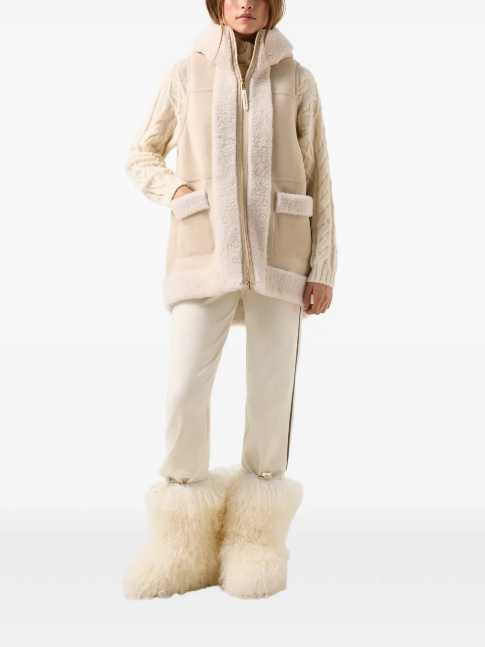 BOGNER Lona shearling-trim gilet Beige