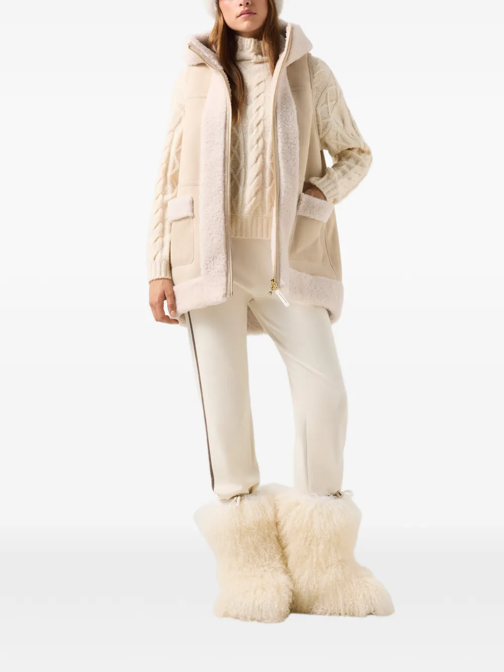 BOGNER Lona shearling-trim gilet Beige