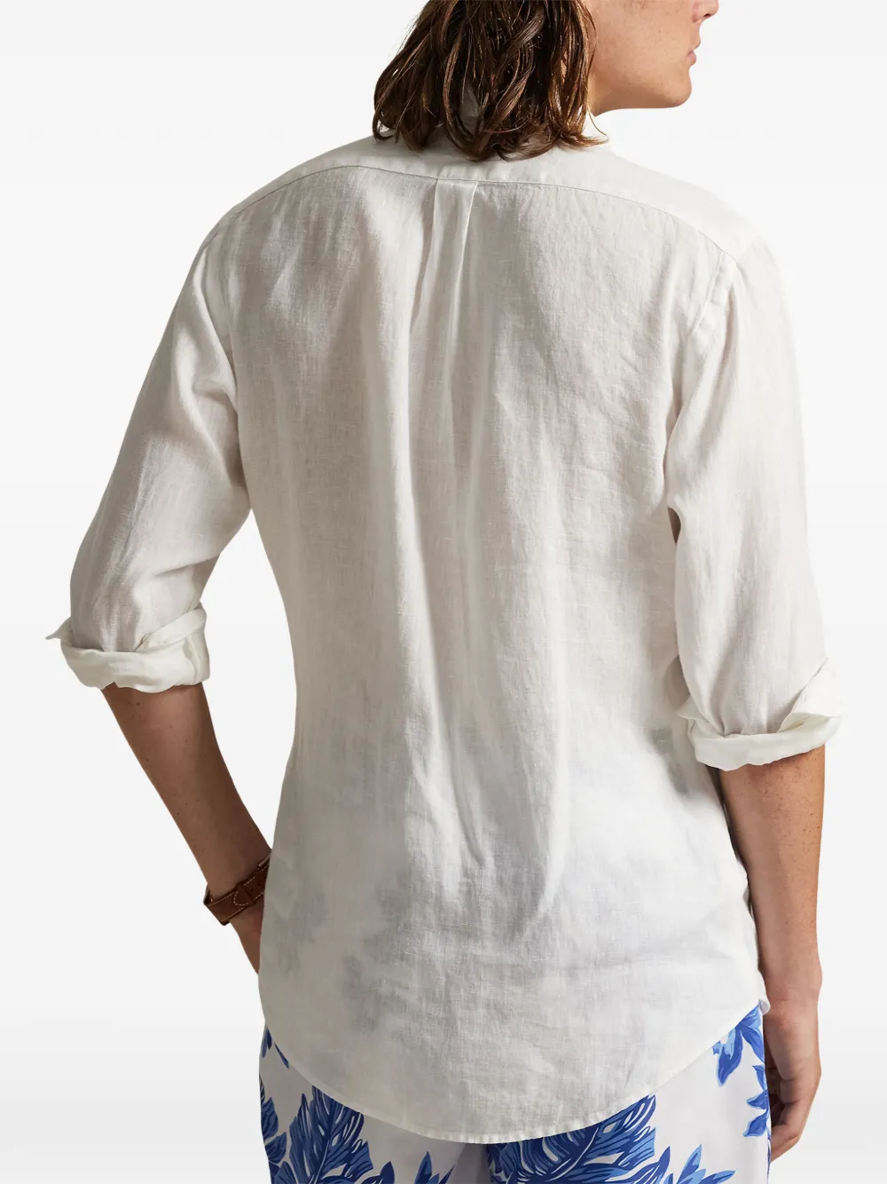 Polo Ralph Lauren button-down collar logo-embroidered shirt Wit