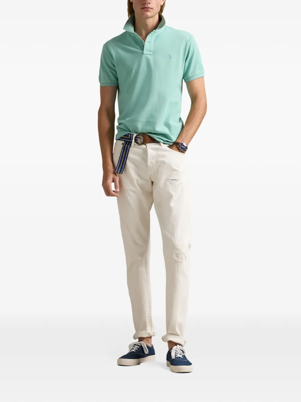 Polo Ralph Lauren logo-embroidered piqué polo shirt Groen