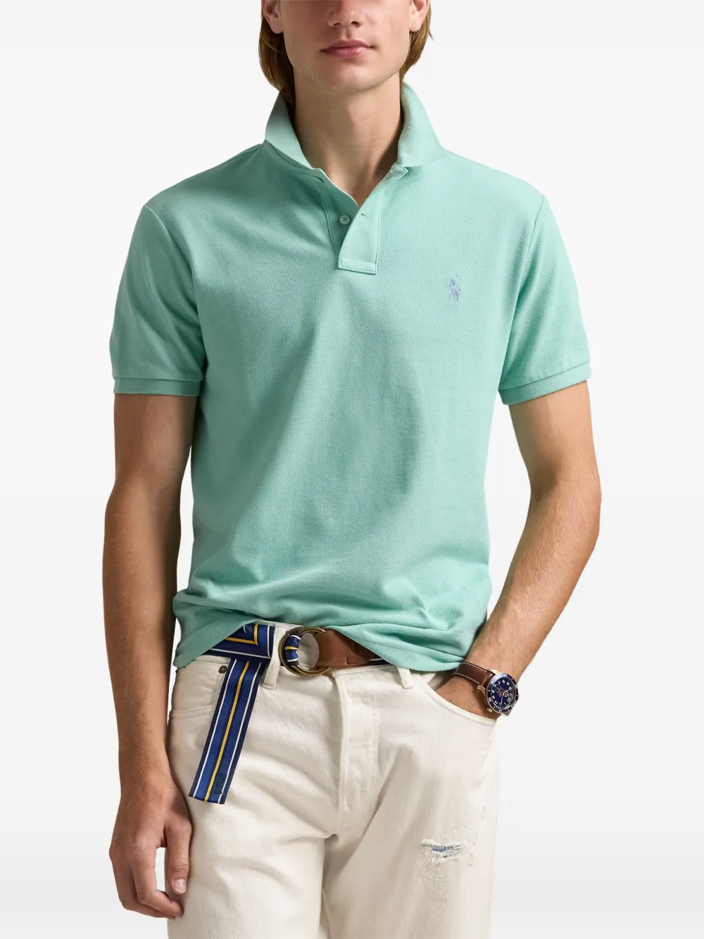 Polo Ralph Lauren logo-embroidered piqué polo shirt Groen