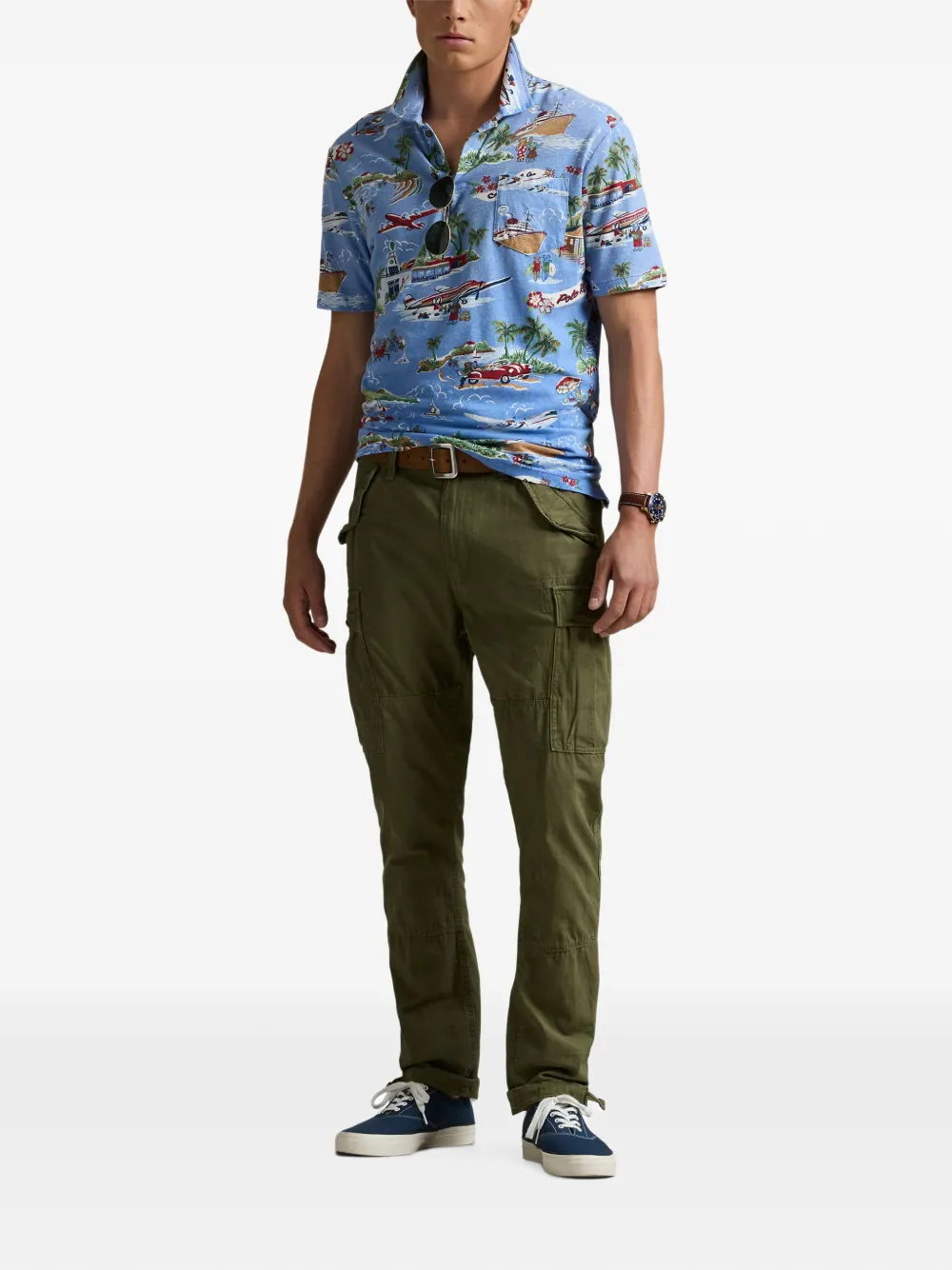 Polo Ralph Lauren graphic-print polo shirt Blauw