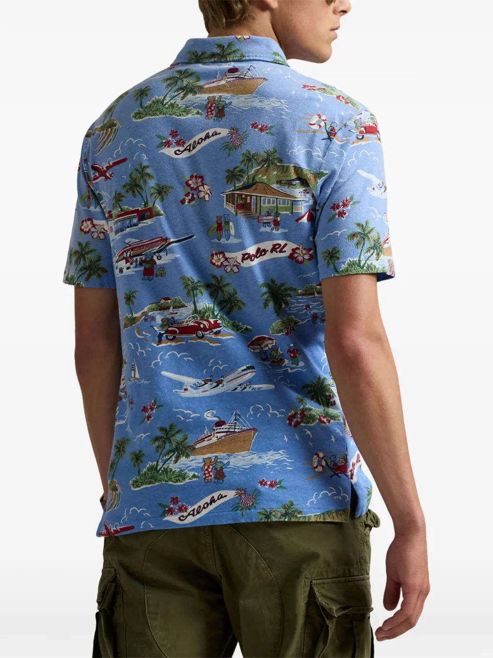 Polo Ralph Lauren graphic-print polo shirt Blauw
