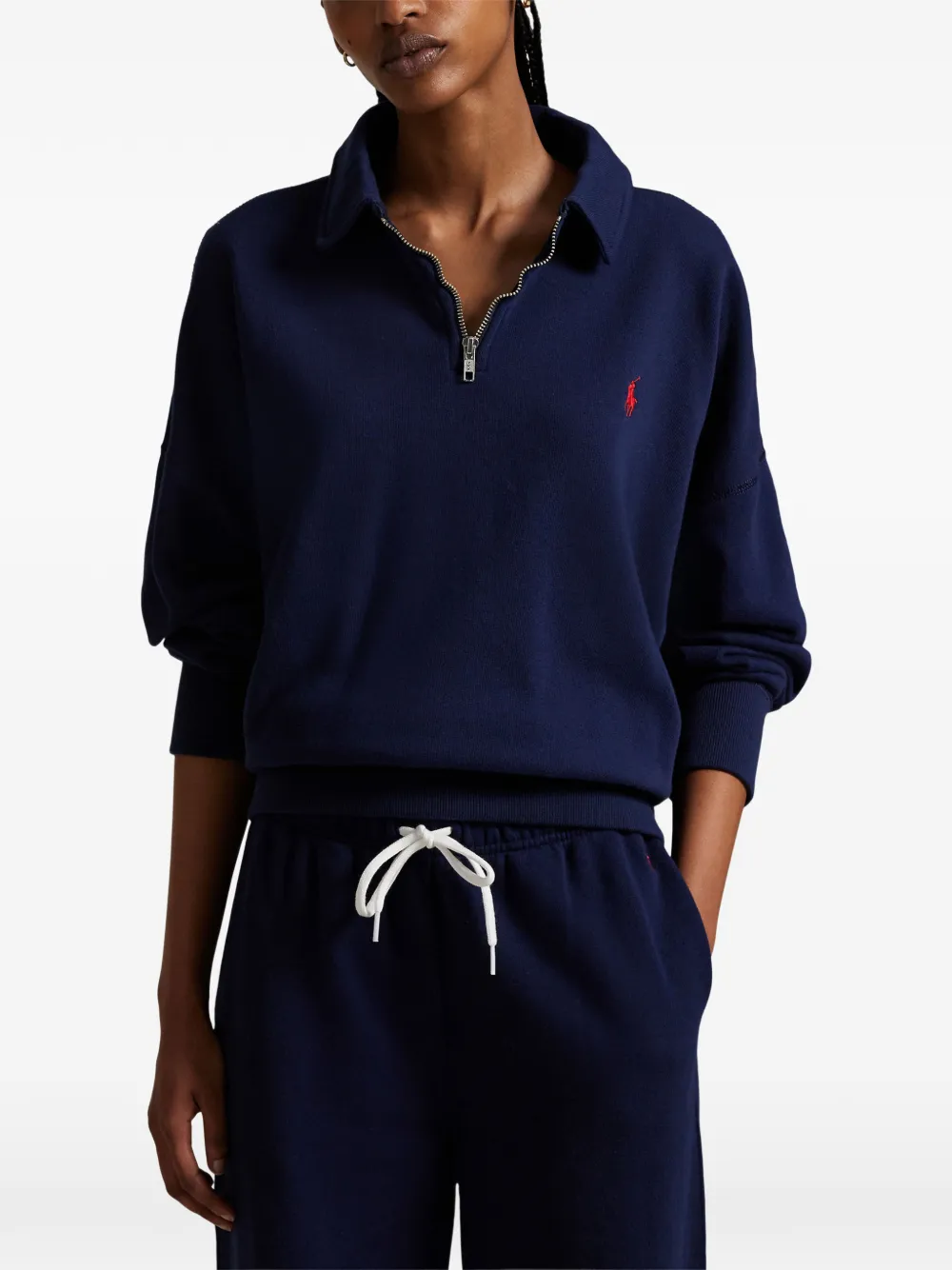 Polo Ralph Lauren quarter-zip logo-embroidered sweatshirt Blauw
