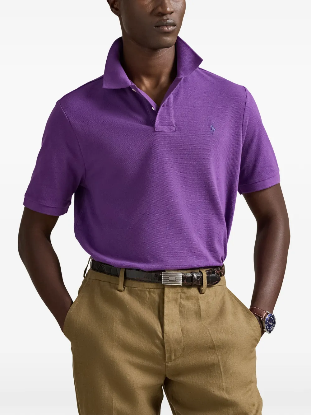 Polo Ralph Lauren logo-embroidered piqué polo shirt Paars