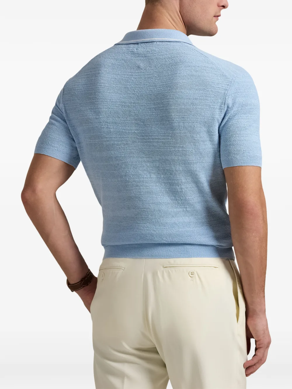 Polo Ralph Lauren textured-knit polo T-shirt Blauw