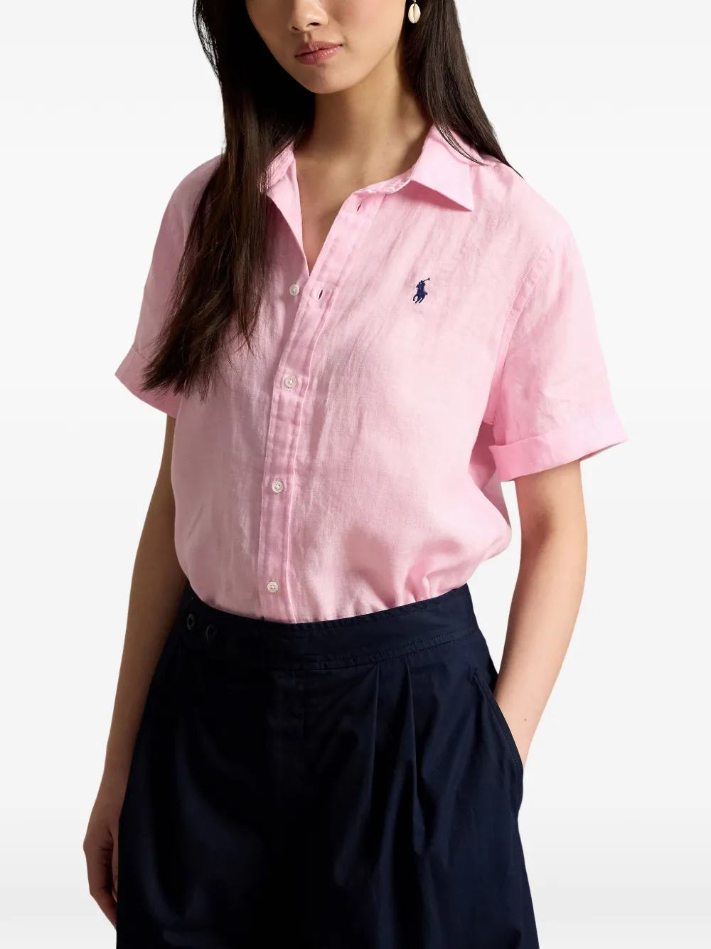 Polo Ralph Lauren Overhemd met geborduurd logo en korte mouwen Roze