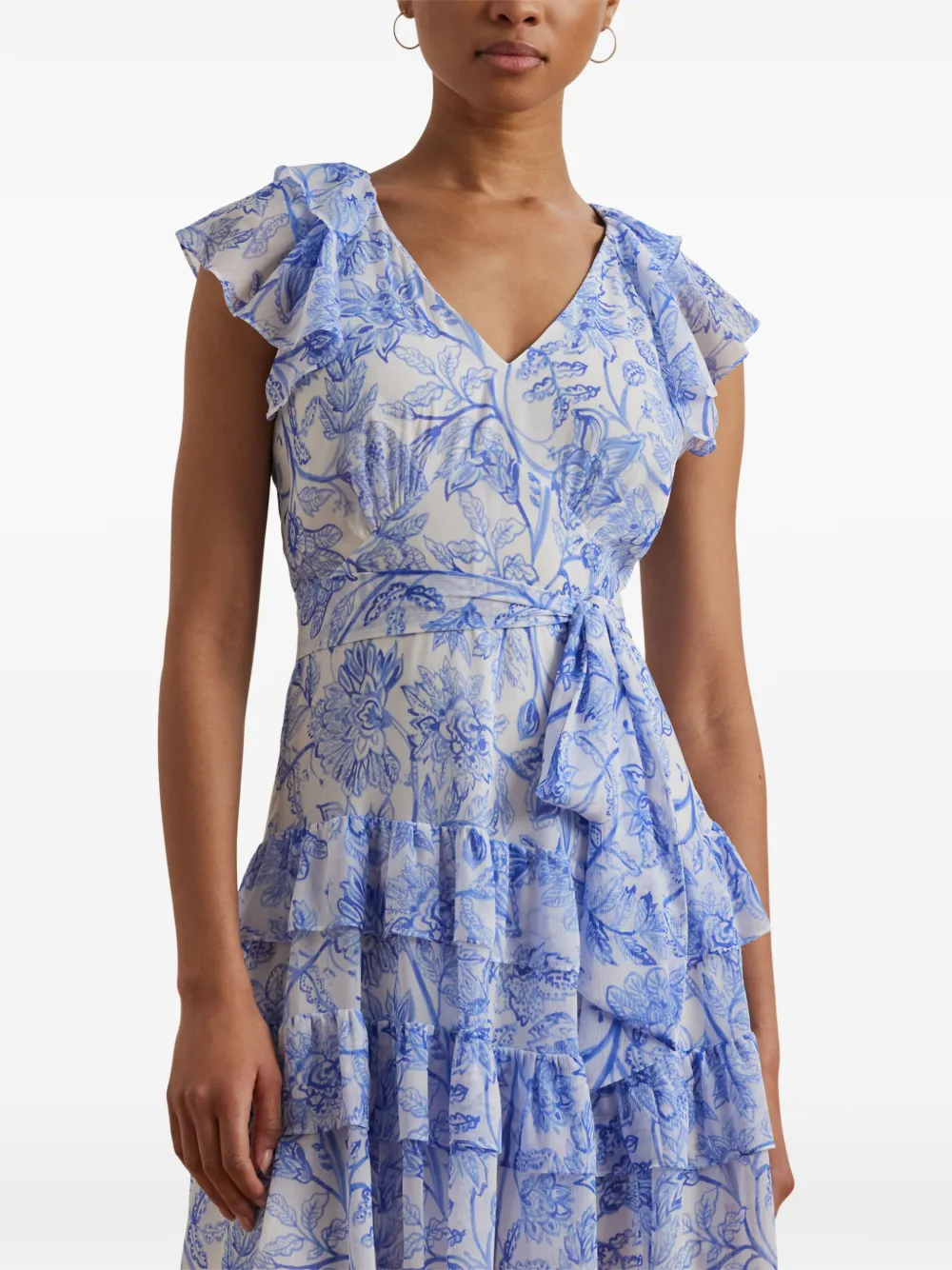 Lauren Ralph Lauren Georgette floral-print ruffled mini dress Wit