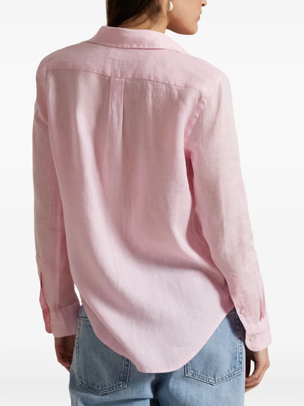 Polo Ralph Lauren Linnen overhemd met geborduurd logo Roze
