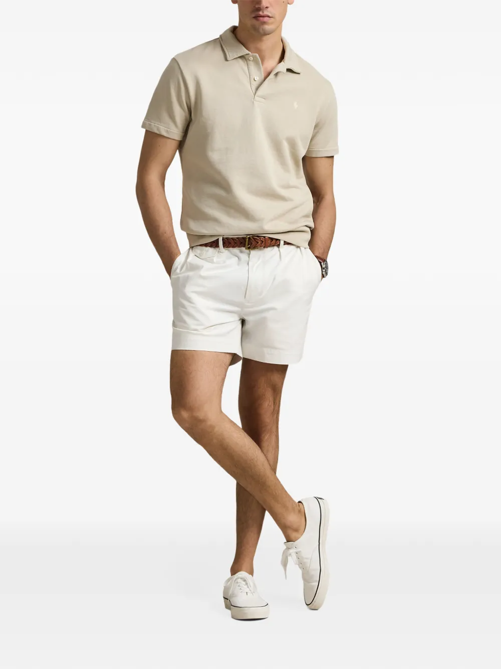 Polo Ralph Lauren logo-embroidered short-sleeve polo shirt Beige