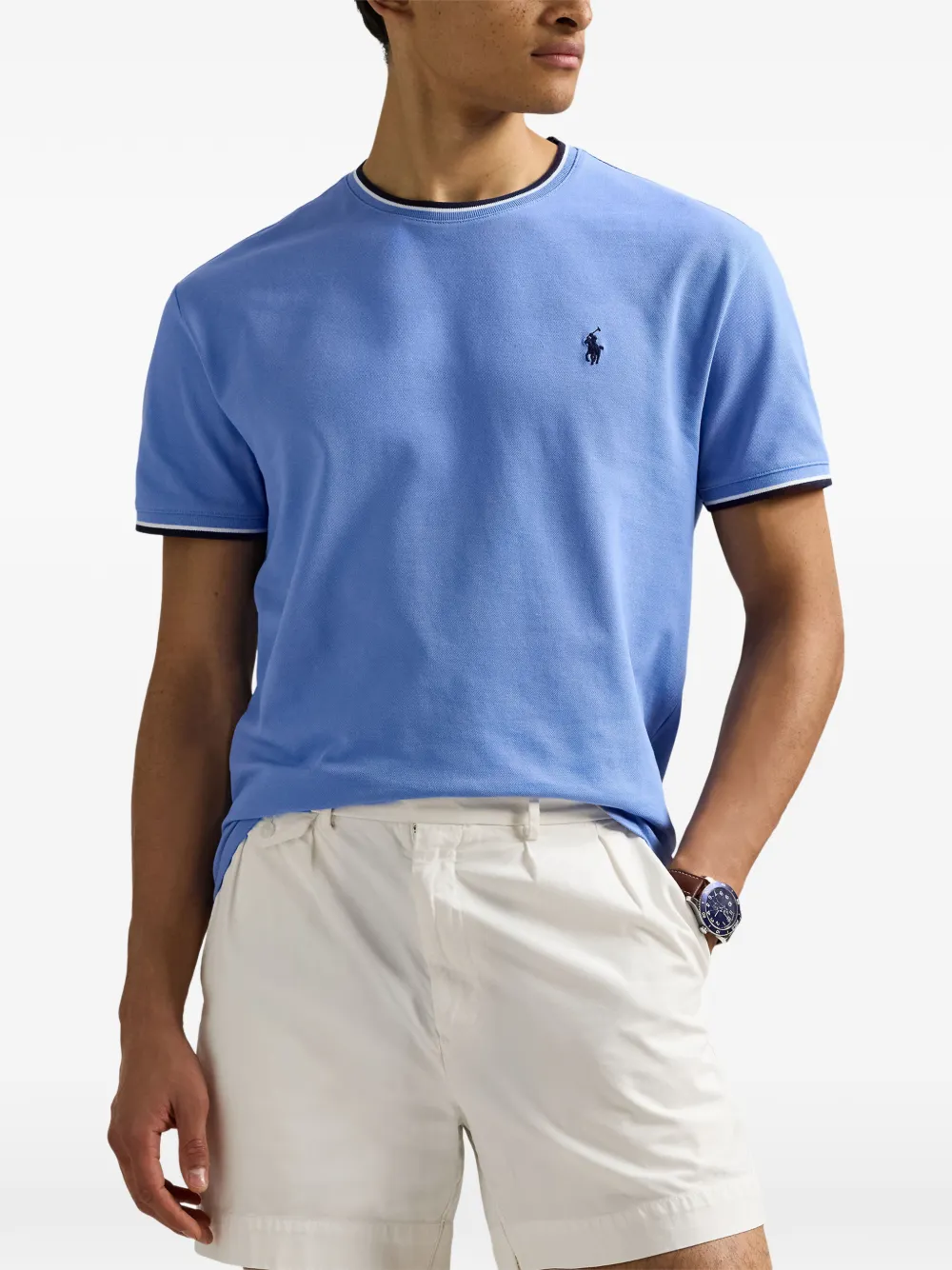 Polo Ralph Lauren logo-embroidered T-shirt Blauw