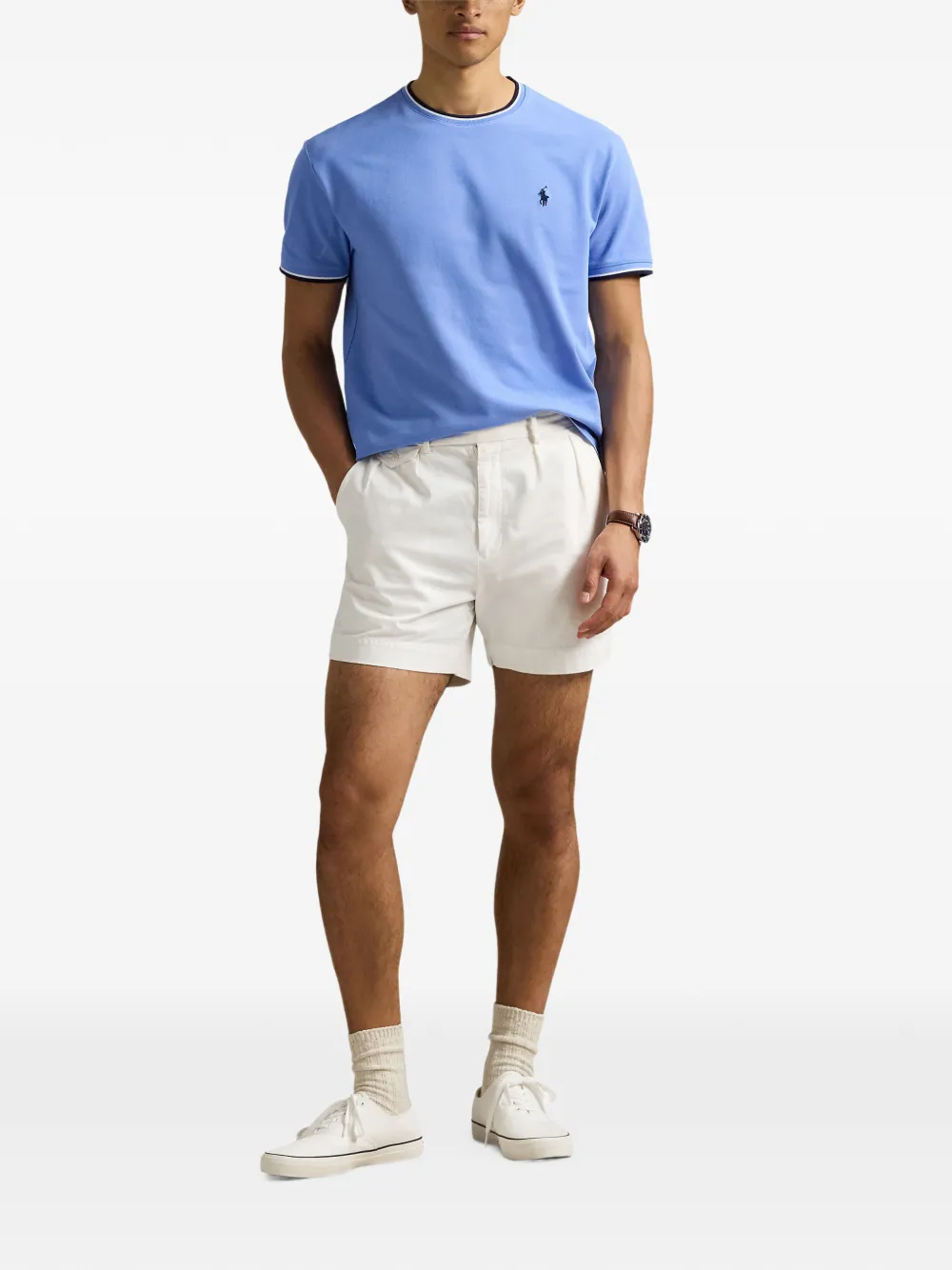 Polo Ralph Lauren logo-embroidered T-shirt Blauw