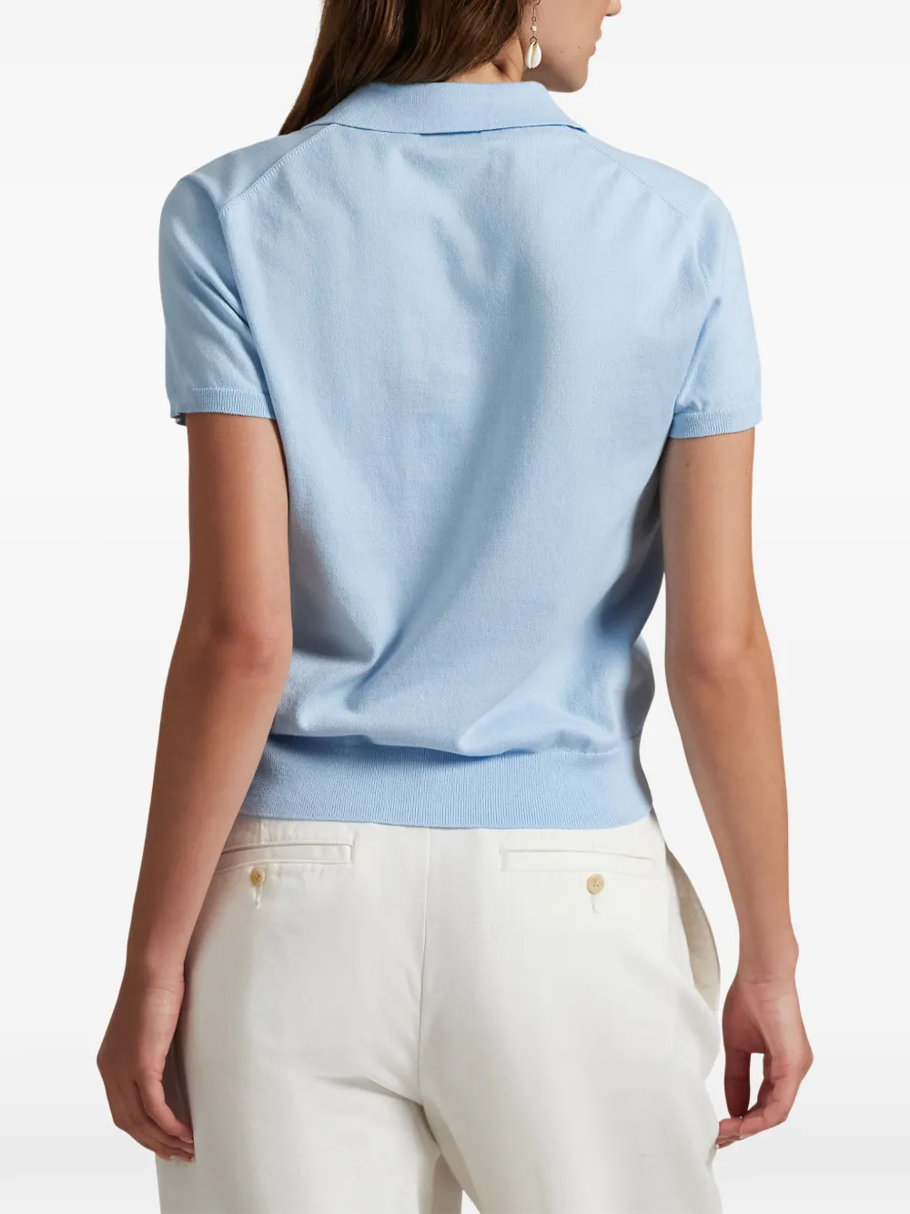 Polo Ralph Lauren logo-embroidered short-sleeve cardigan Blauw