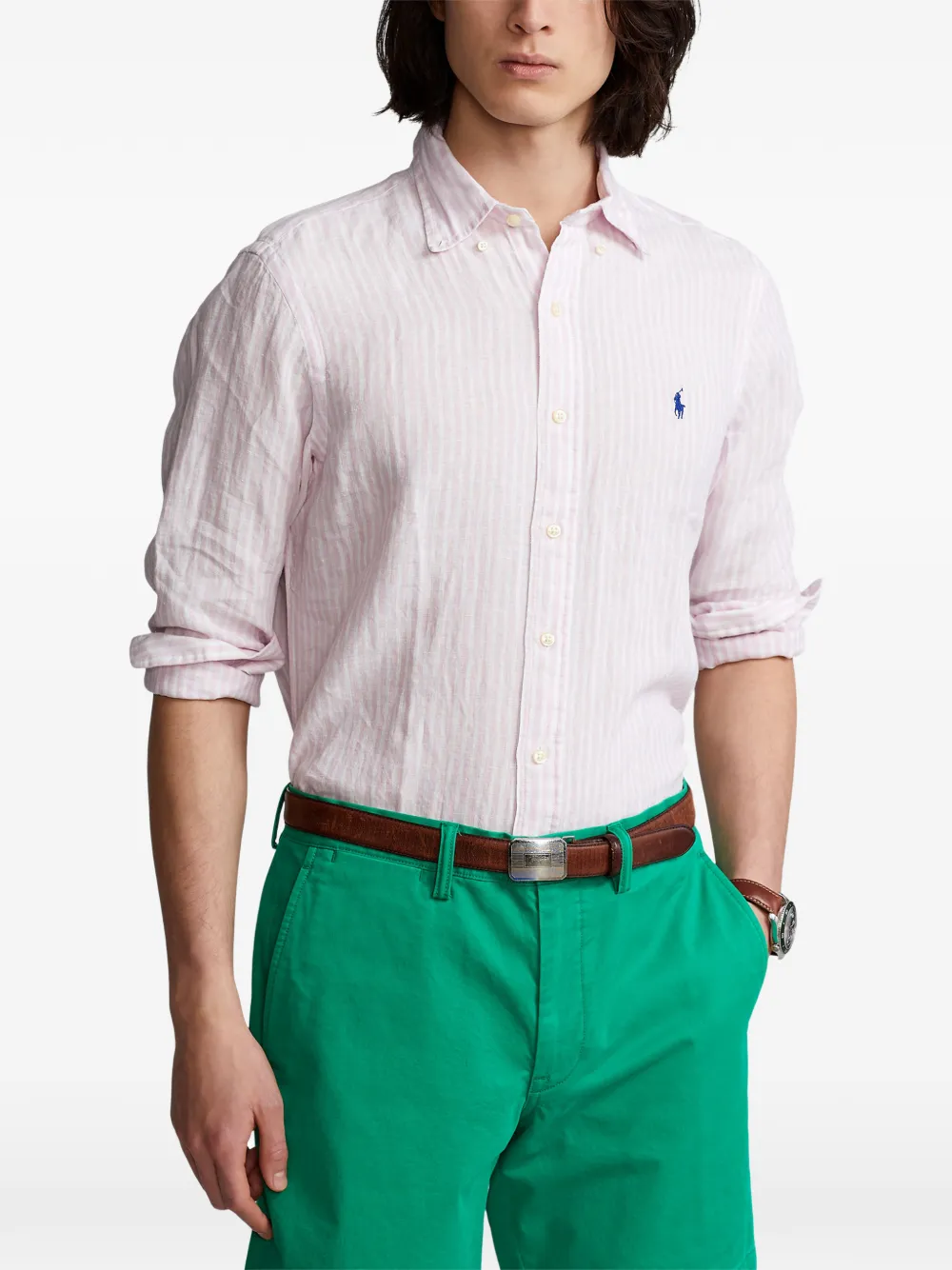 Polo Ralph Lauren vertical-stripe linen shirt Wit
