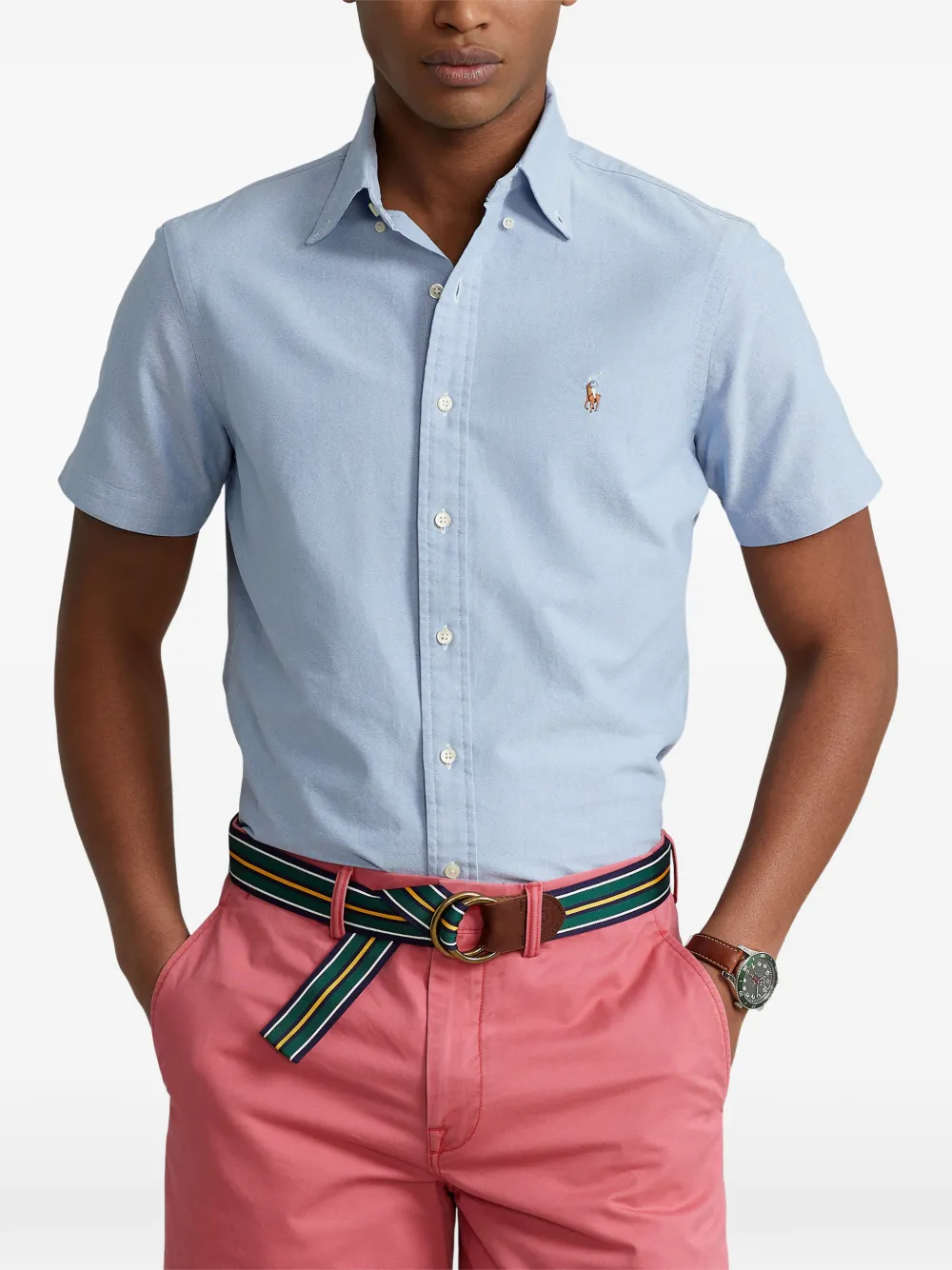 Polo Ralph Lauren button-down short-sleeve shirt Blauw