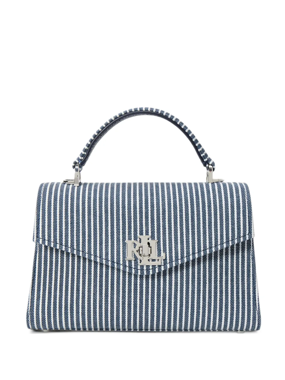 Lauren Ralph Lauren striped logo-plaque tote bag - Blue
