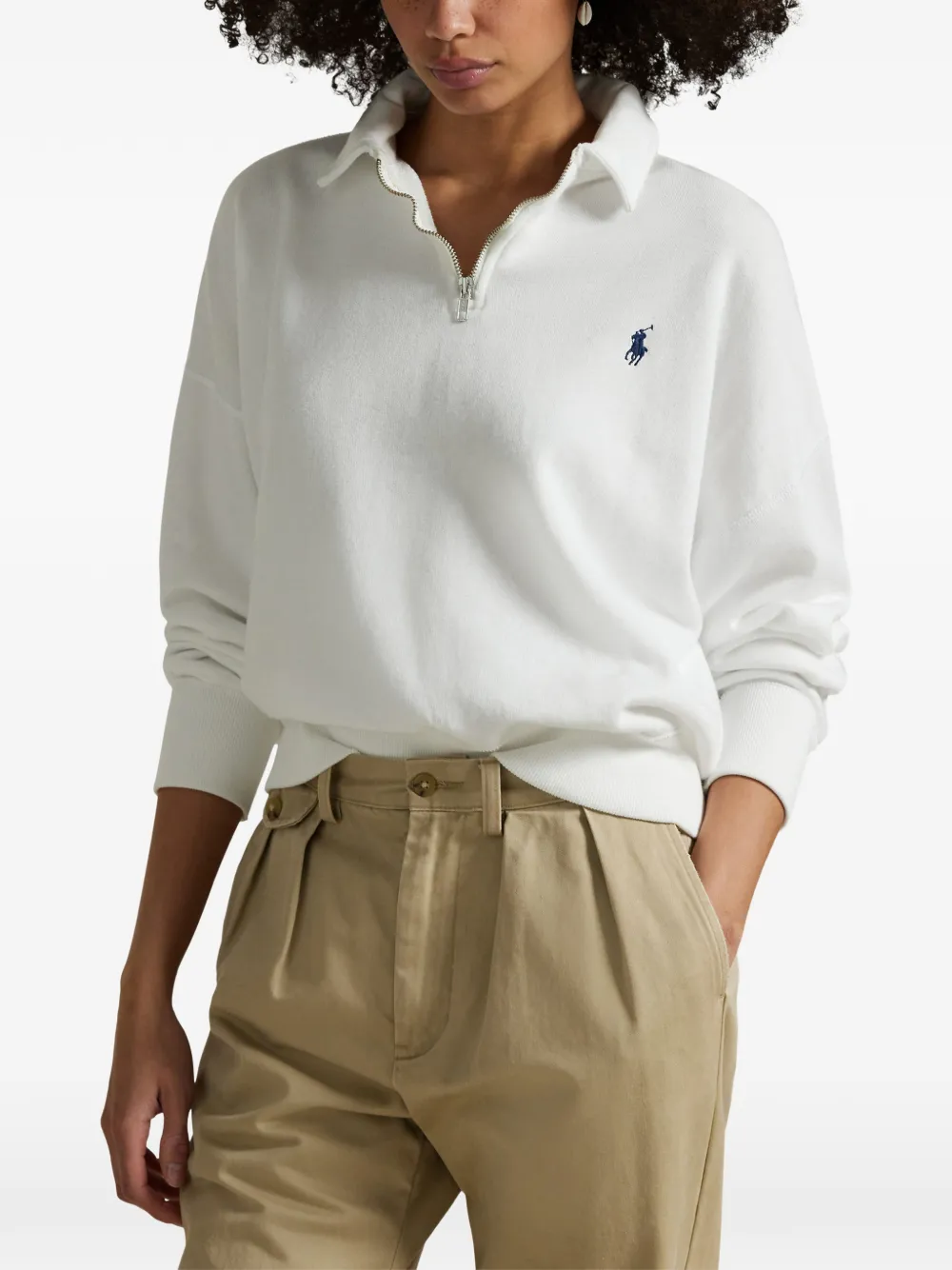 Polo Ralph Lauren quarter-zip cotton sweatshirt Wit
