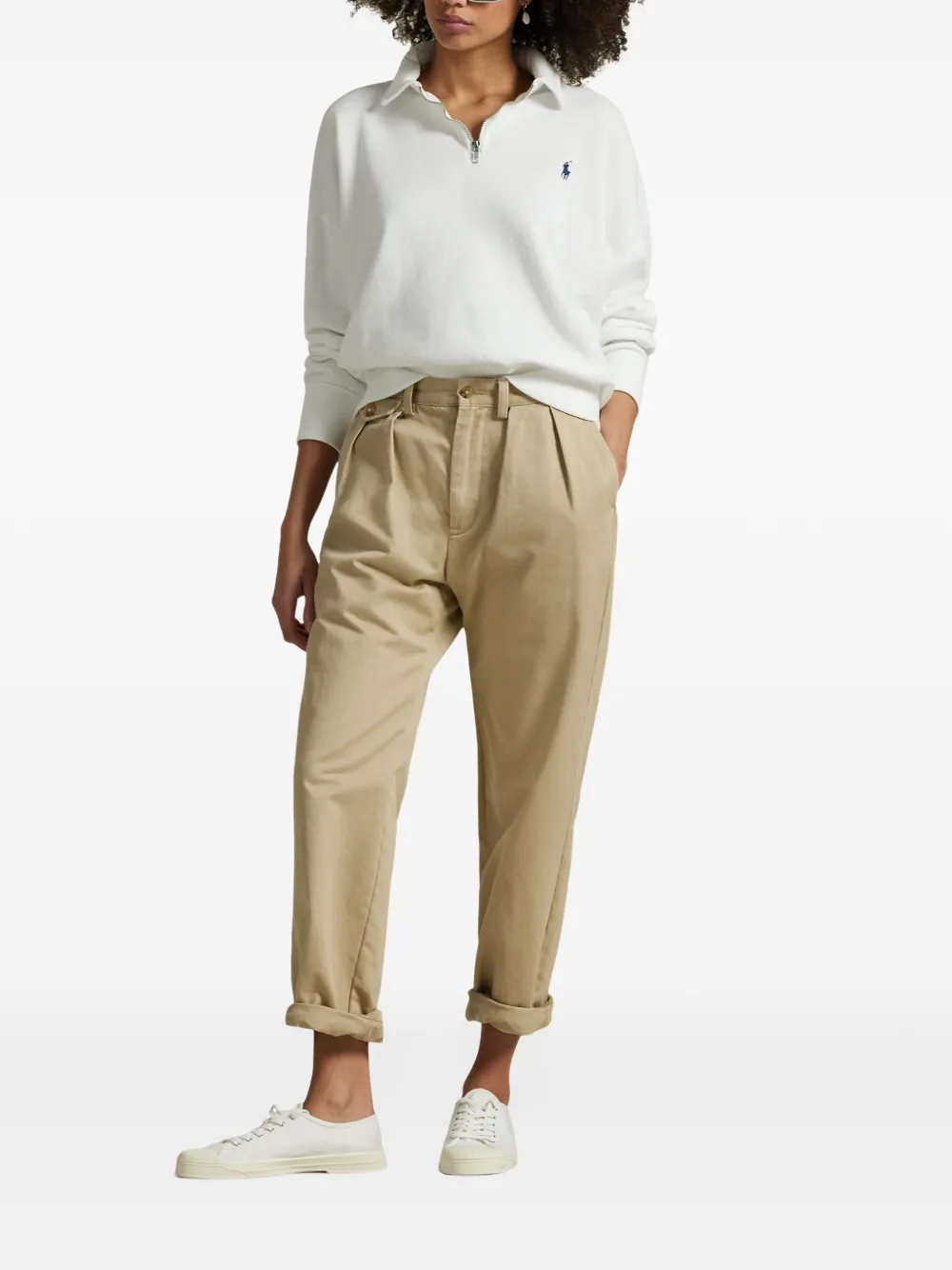 Polo Ralph Lauren quarter-zip cotton sweatshirt Wit