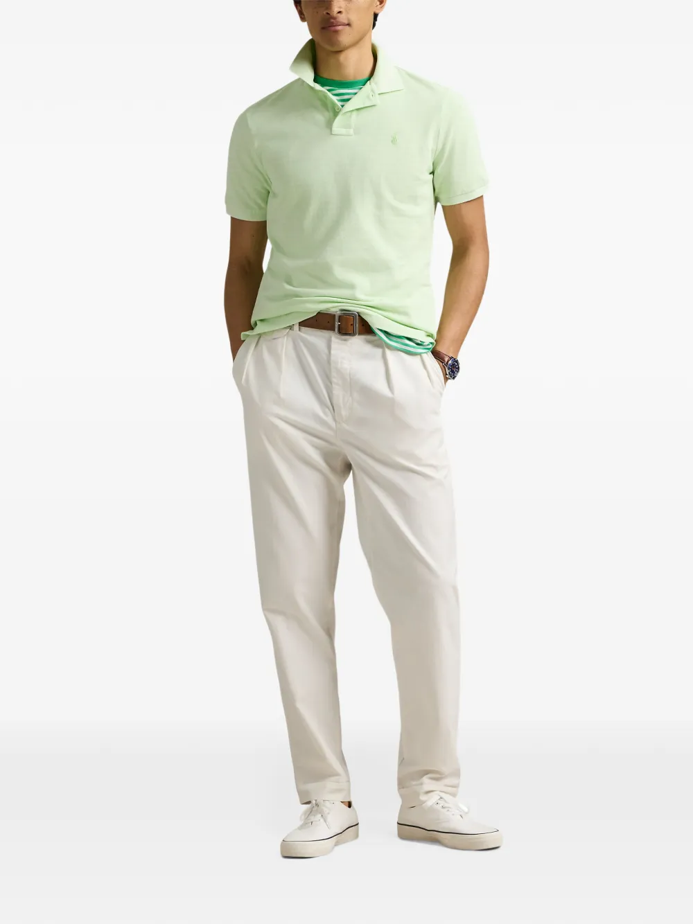 Polo Ralph Lauren logo-embroidered cotton polo shirt Groen