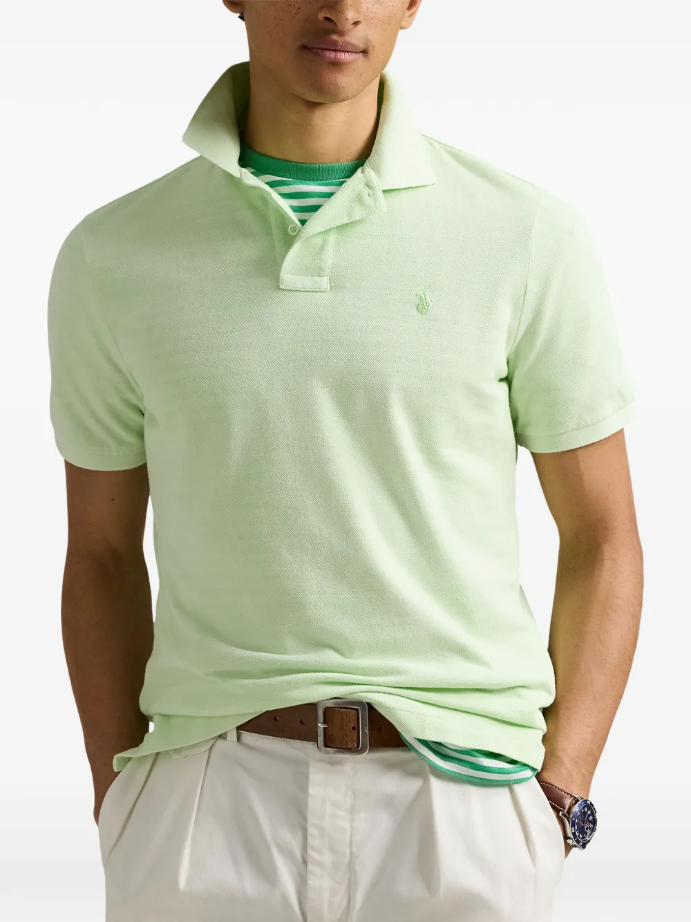Polo Ralph Lauren logo-embroidered cotton polo shirt Groen