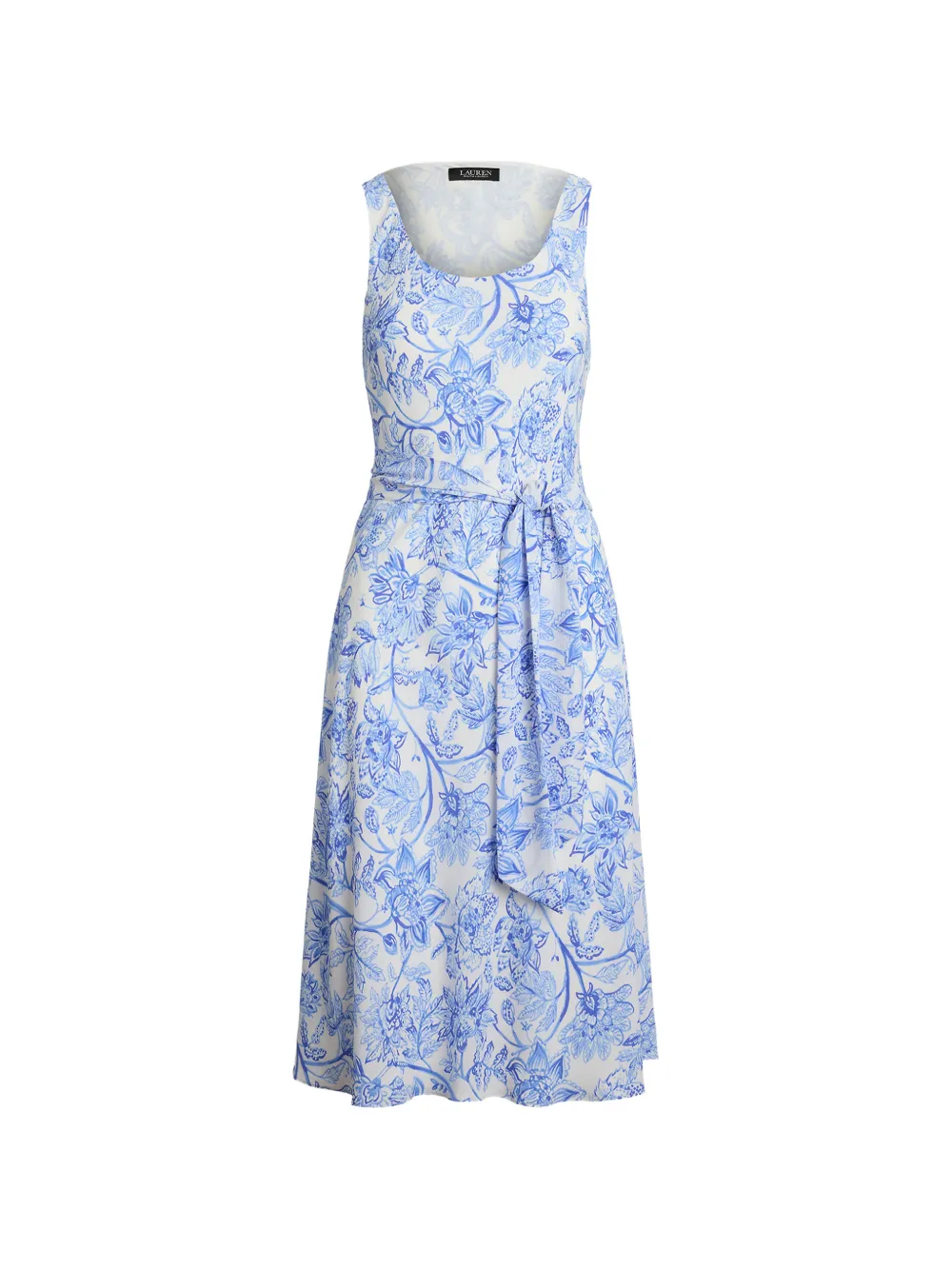 Lauren Ralph Lauren floral-print belted midi dress - Blue