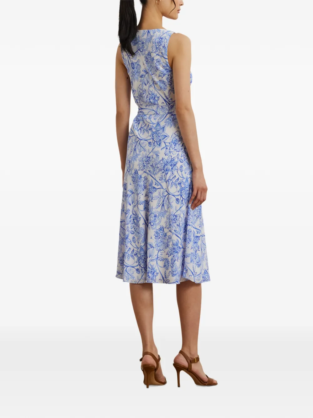Lauren Ralph Lauren floral-print belted midi dress Blauw