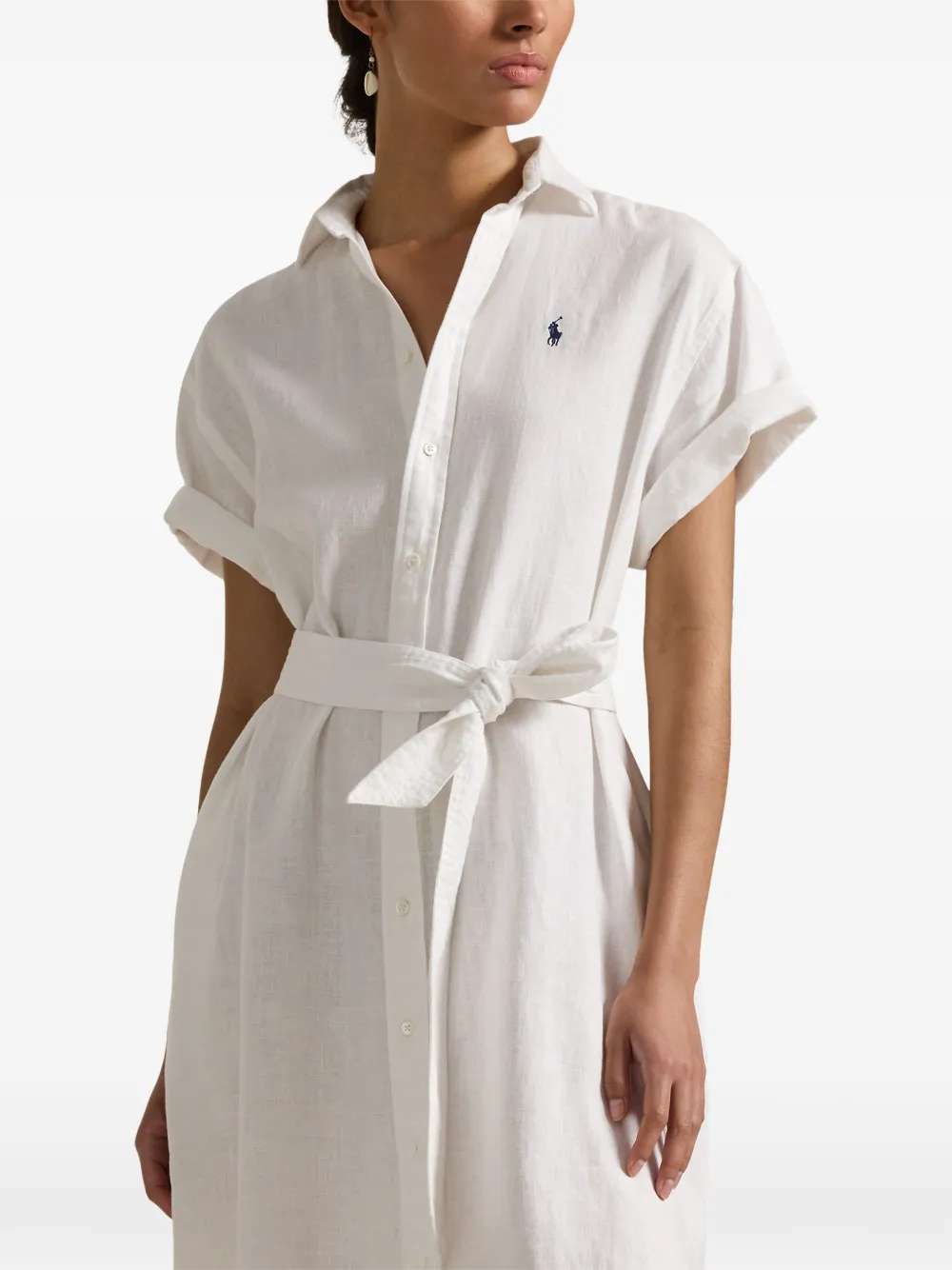 Polo Ralph Lauren belted button-down midi dress Wit