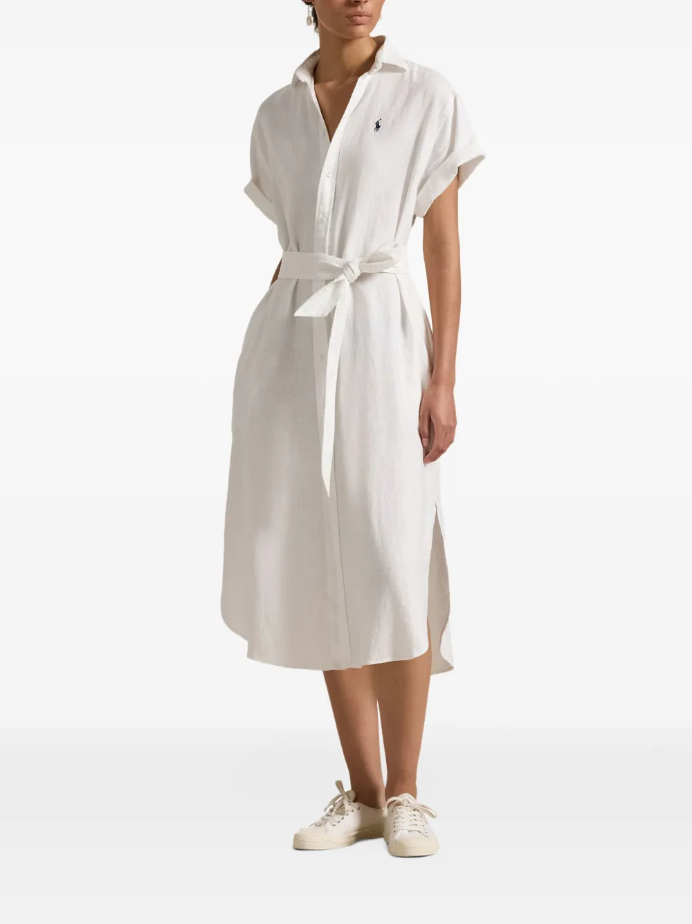 Polo Ralph Lauren belted button-down midi dress Wit