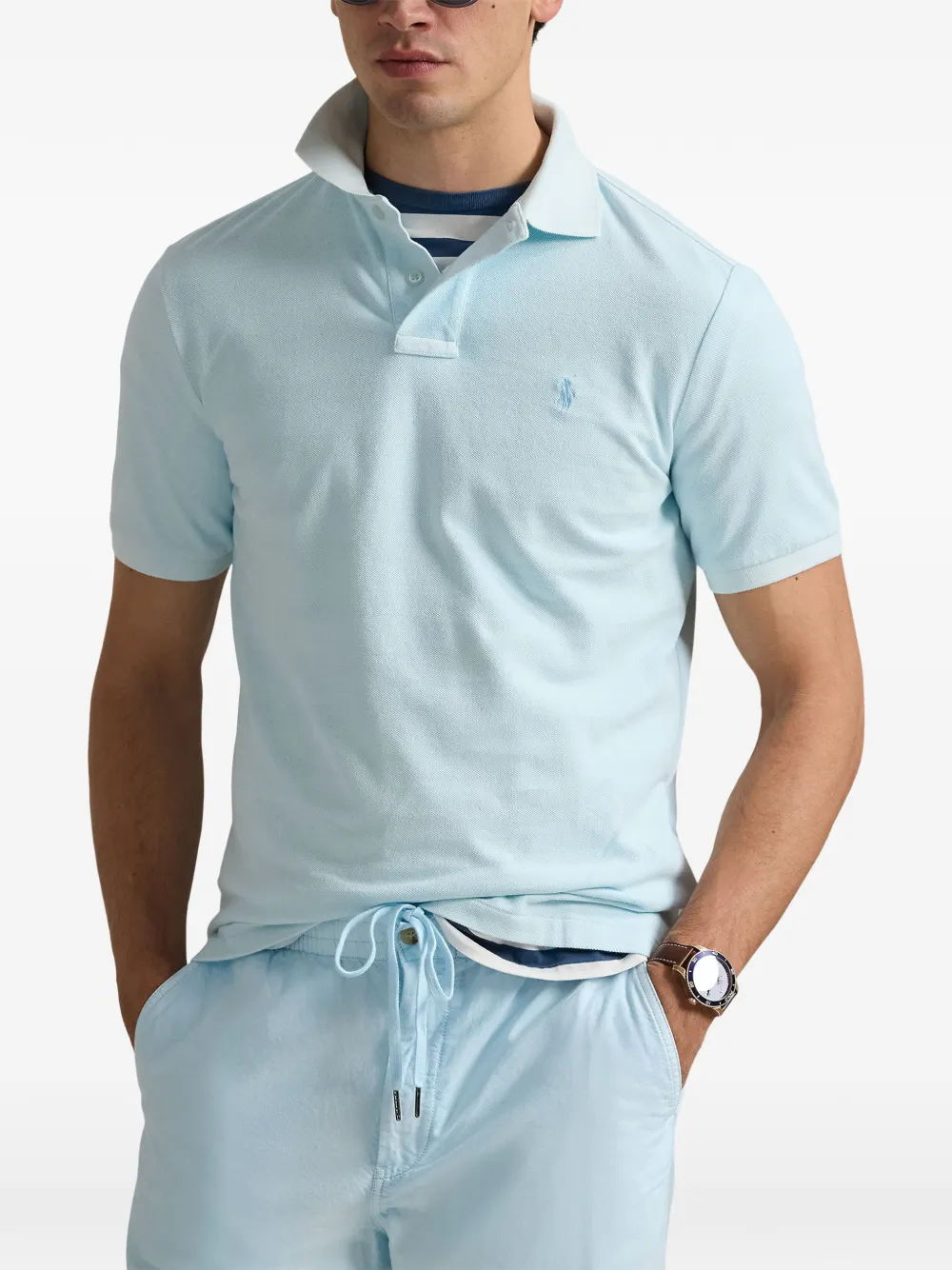Polo Ralph Lauren logo-embroidered polo shirt Blauw