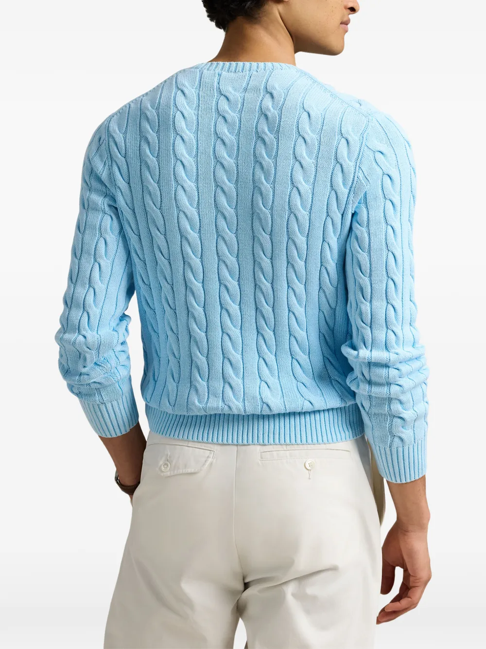 Polo Ralph Lauren cable-knit cotton sweater Blauw