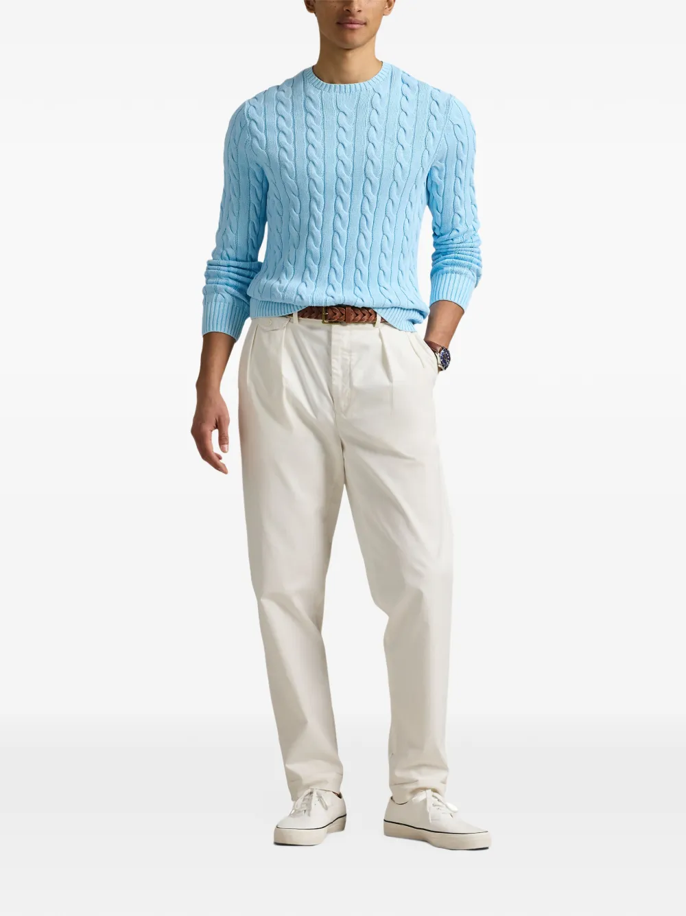 Polo Ralph Lauren cable-knit cotton sweater Blauw
