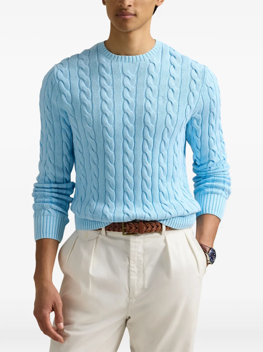 Polo Ralph Lauren cable-knit cotton sweater Blauw