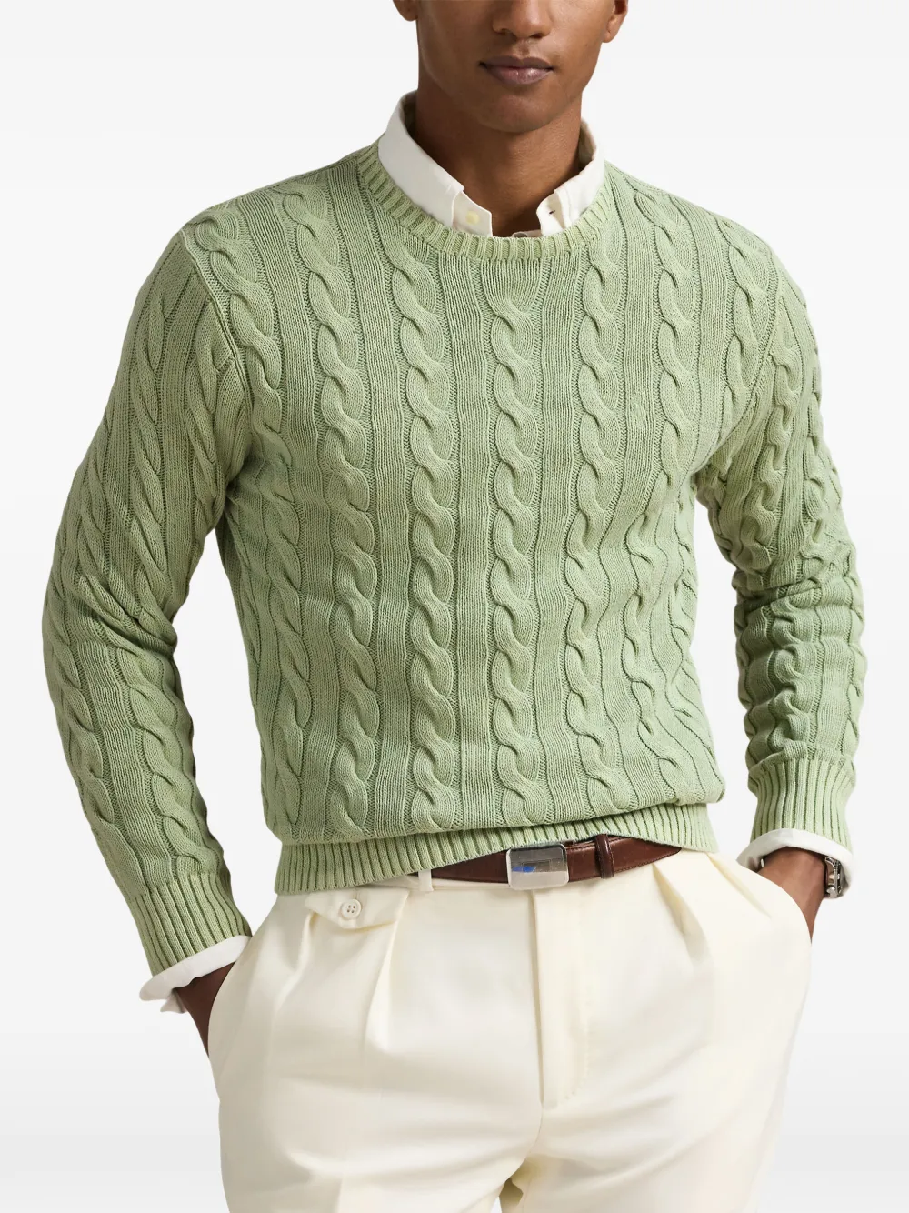 Polo Ralph Lauren cable-knit cotton sweater Groen