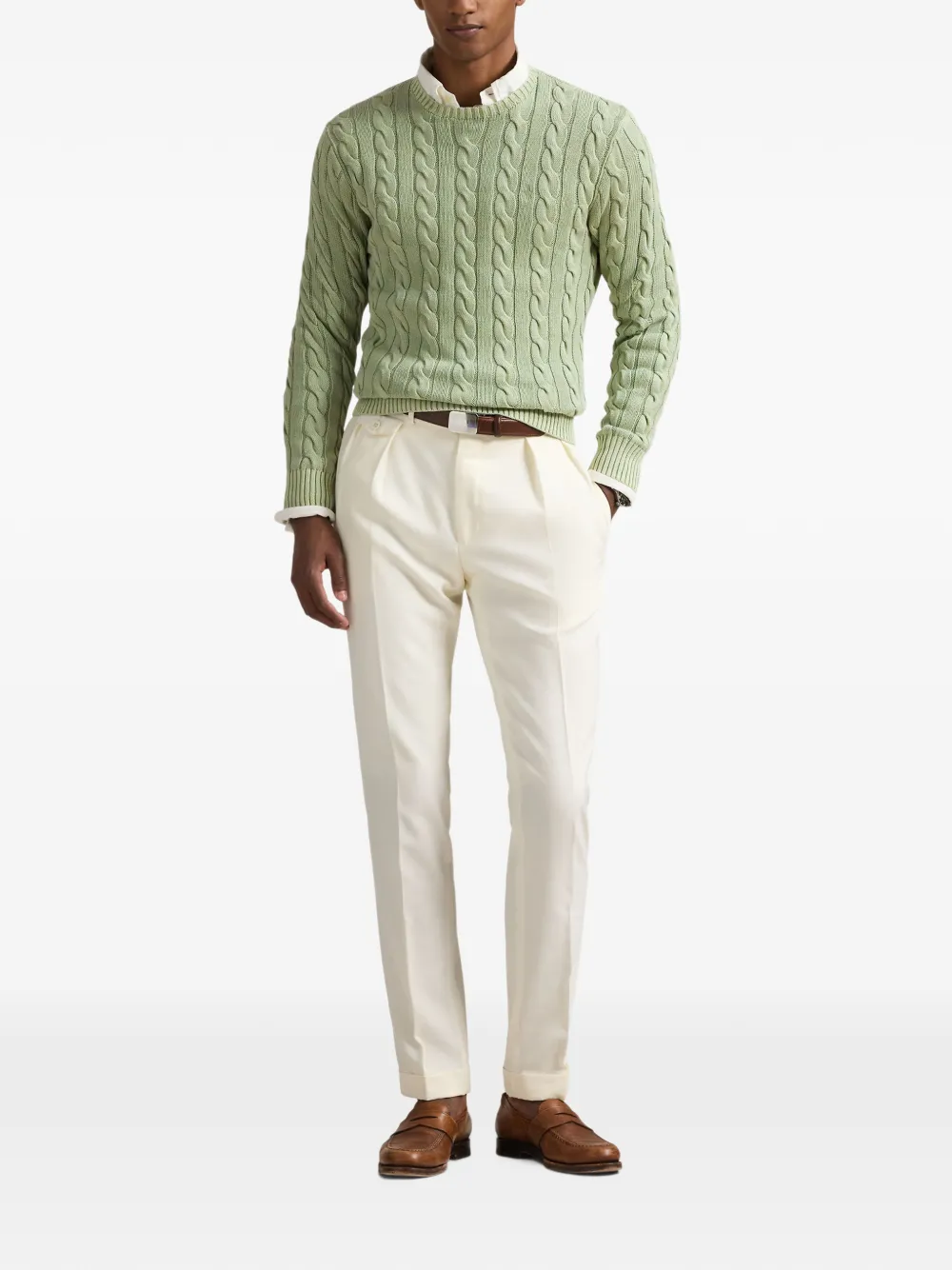 Polo Ralph Lauren cable-knit cotton sweater Groen