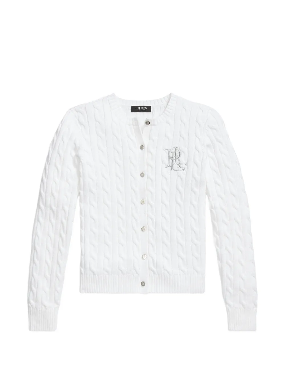 Lauren Ralph Lauren cable-knit logo-embroidered cardigan - White