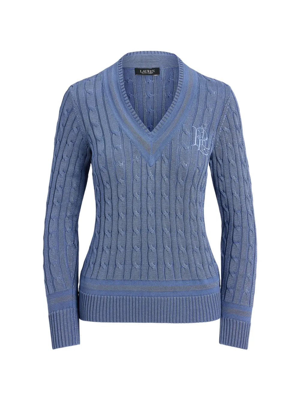 Lauren Ralph Lauren cable-knit embroidered-logo sweater - Blau