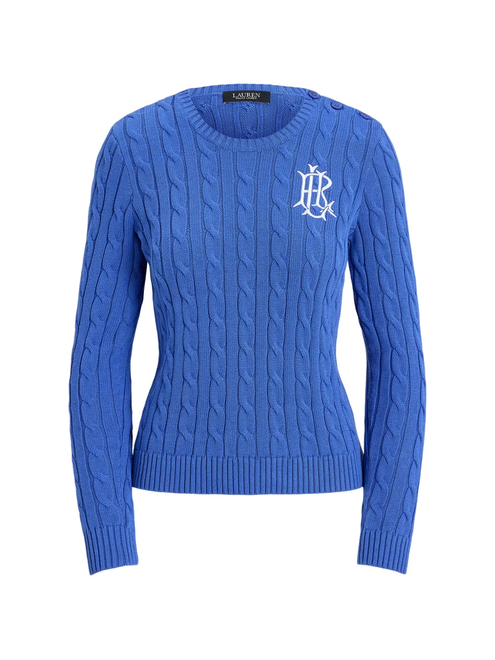 Lauren Ralph Lauren cable-knit logo-embroidered sweater - Blu