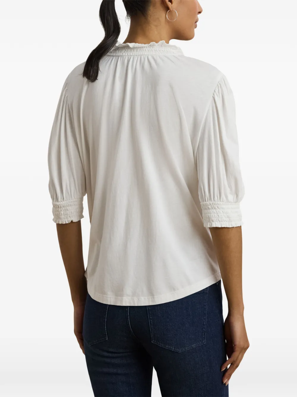 Lauren Ralph Lauren embroidered tassel-detail top Wit