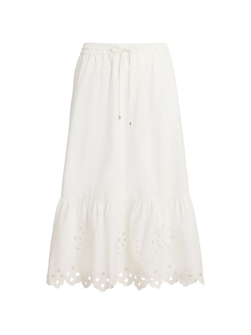 Lauren Ralph Lauren broderie-anglaise tiered midi skirt - Weiß
