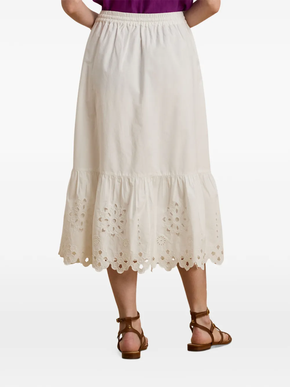 Lauren Ralph Lauren Broderie anglaise midi-rok Wit