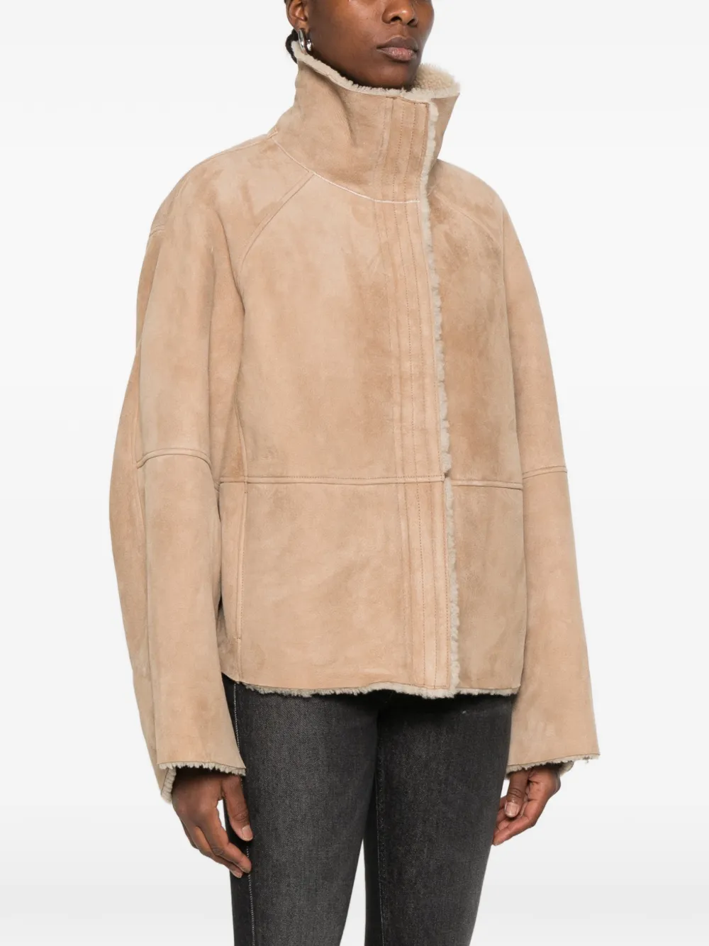 Soeur Kleber leather jacket Beige