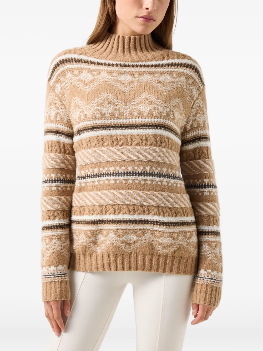 BOGNER Rosa jacquard-knit sweater Beige