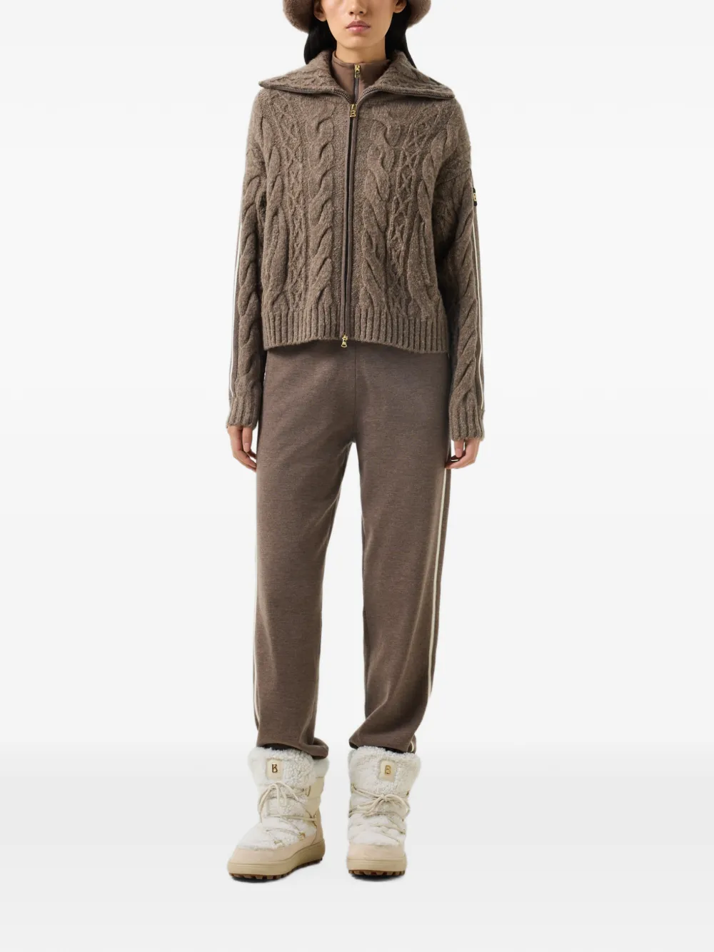 BOGNER Lotta cable-knit cardigan Bruin