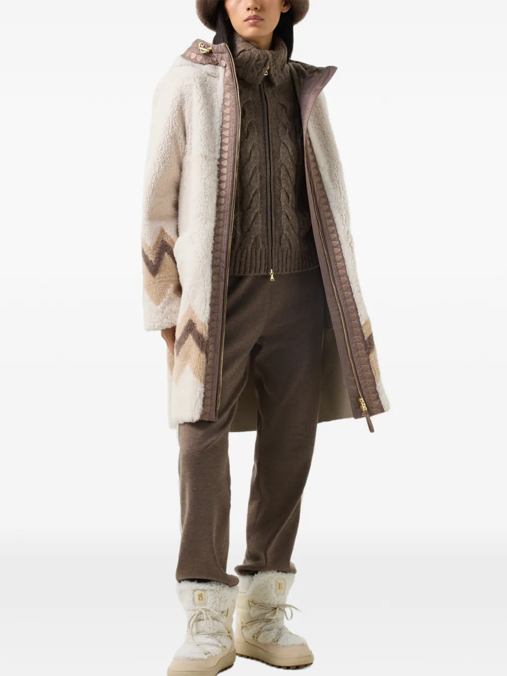BOGNER Lotta cable-knit cardigan Bruin