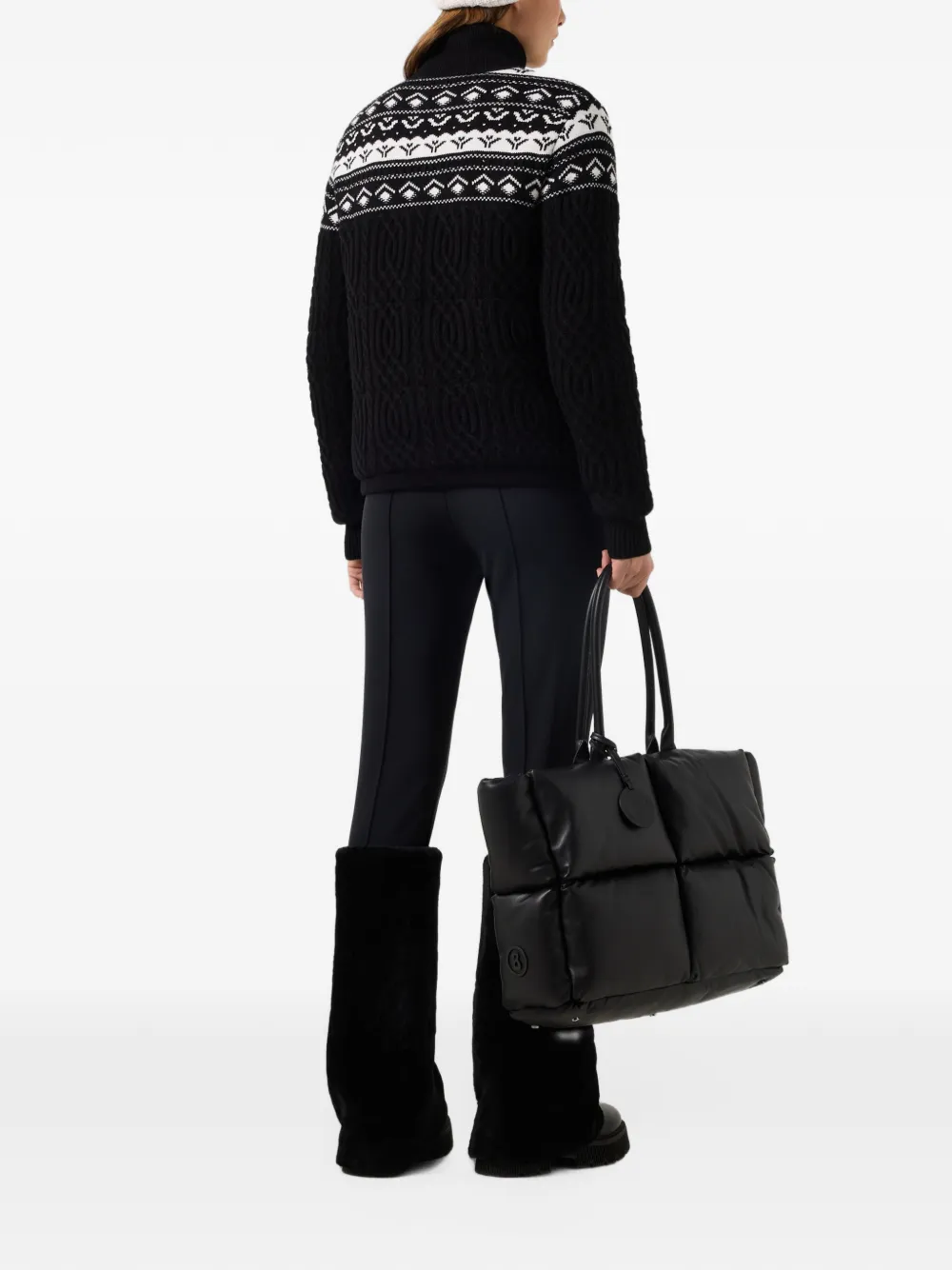 BOGNER Carolyn cable-knit zip-up cardigan Zwart