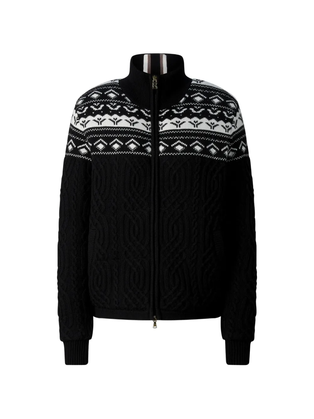 BOGNER cardigan zippé Carolyn en maille torsadée - Noir