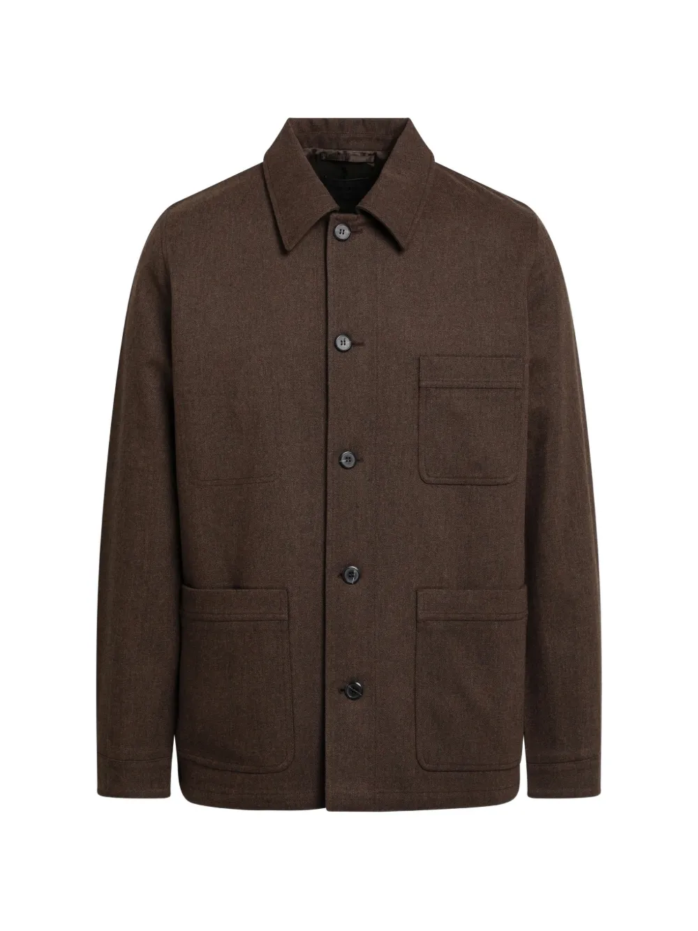 Prada logo-patch button-up jacket | Brown | Image 1