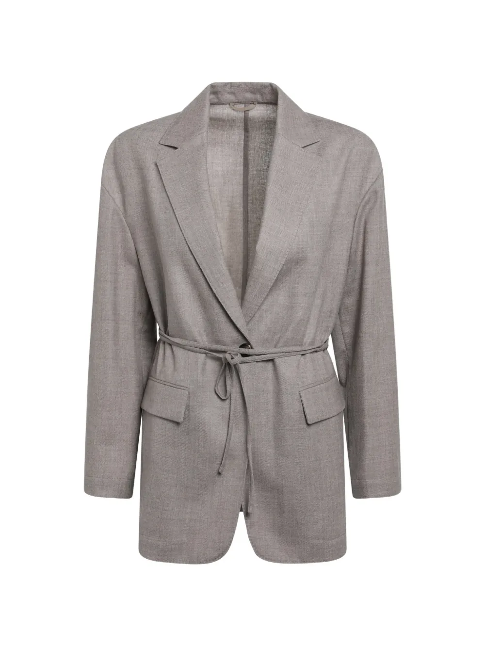Brunello Cucinelli Sparkling virgin wool pinstripe blazer with monili - Nude