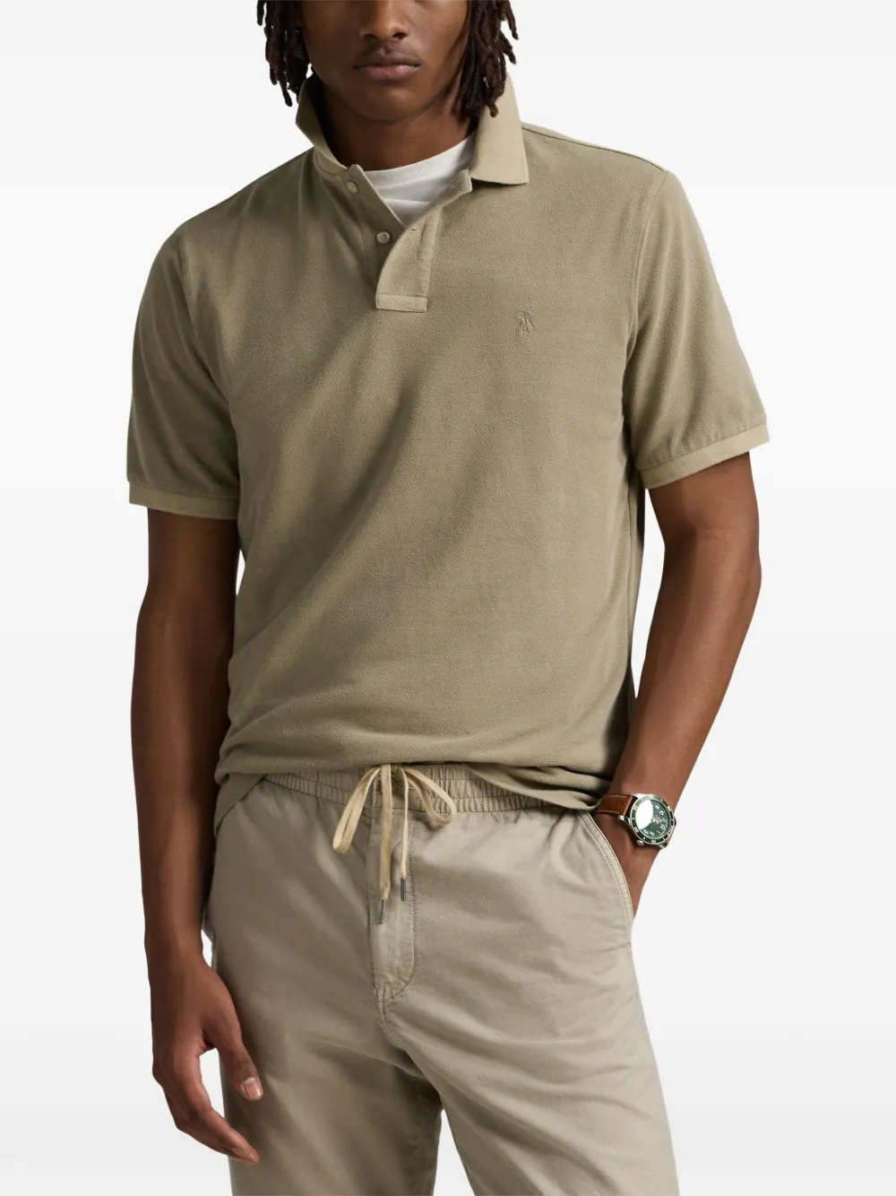 Polo Ralph Lauren classic fit mineral-dyed mesh polo shirt Beige