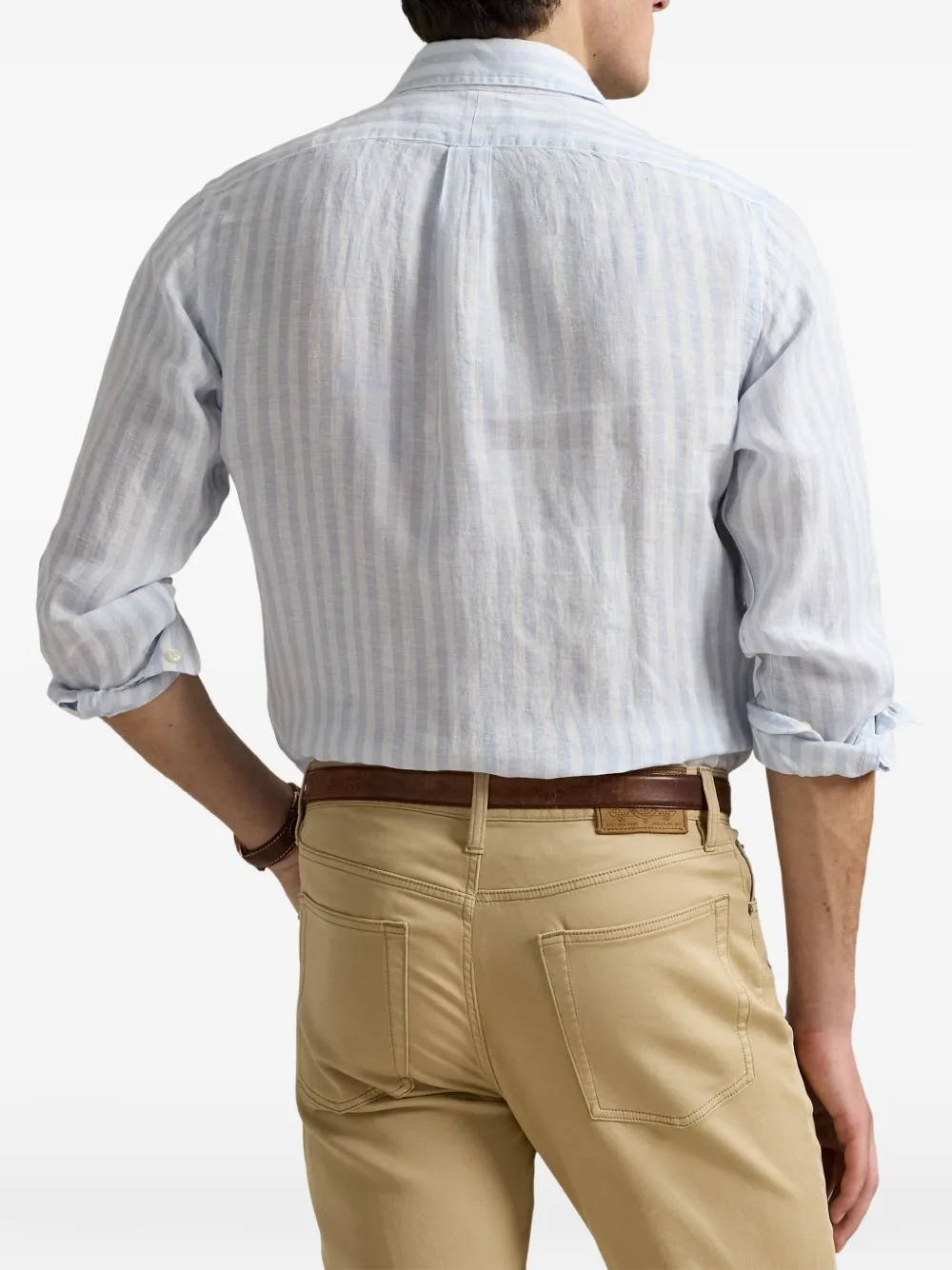 Polo Ralph Lauren vertical-stripe linen shirt Blauw